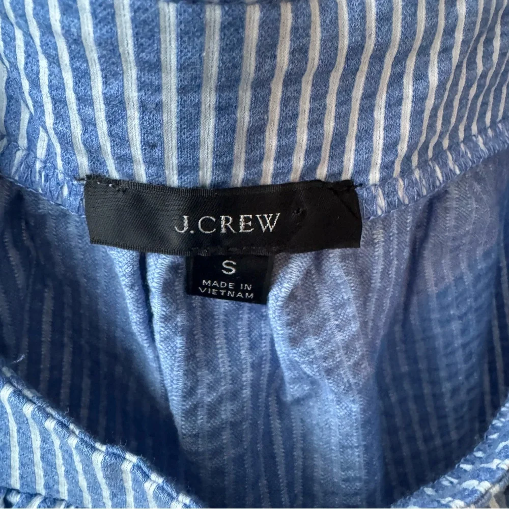 J. Crew Seersucker Striped Square Neck Top